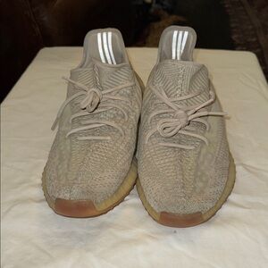 Beige Knit Sneakers with Stripes